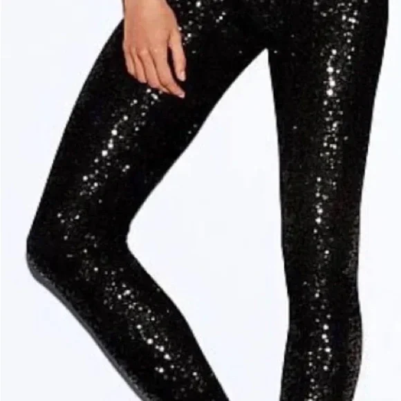 Victoria's Secret Pink Black Full Sequin Bling Leggings- Medium - Picture 3 of 3